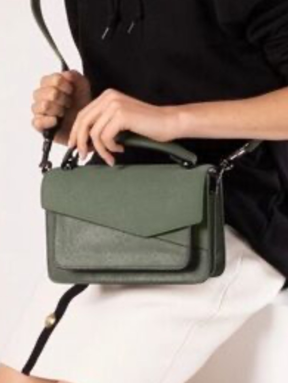 Botkier Cobble Hill leather crossbody bag dark green shade gunmetal hardware